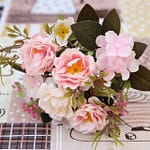 Fleurs artificielles Bouquet de Pivoine et Hortensia Rose 5