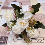 Fleurs artificielles Bouquet de Pivoine et Hortensia Blanc 5
