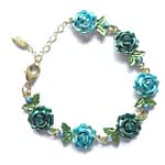 Bracelet Fleur Assortiment de Roses Bleu/Vert