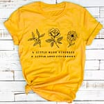 T-shirt Fleuri à message Jaune XXL