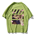 T-Shirt Fleuri Tableau et Fleur de Cerisier Green XXXL