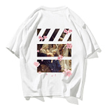 T-Shirt Fleuri Tableau et Fleur de Cerisier White XXXL