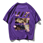 T-Shirt Fleuri Tableau et Fleur de Cerisier Purple XXXL