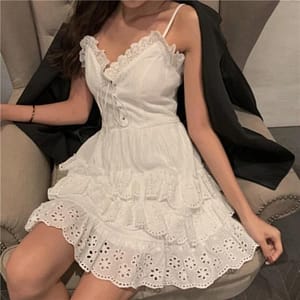 Robe Fleurie Style Caraco Blanc Taille Unique
