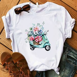 T-shirt Fleuri Scooter Vespa et Fleurs 15454 XL