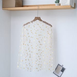 T-shirt Fleuri Transparent Blanc Beige S/M