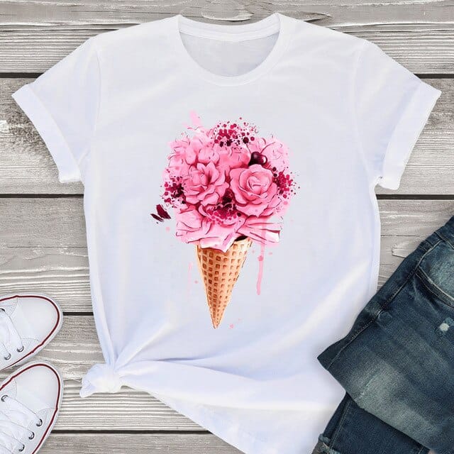 T-Shirt Fleuri Imprimé Roses bvr9053 XXL