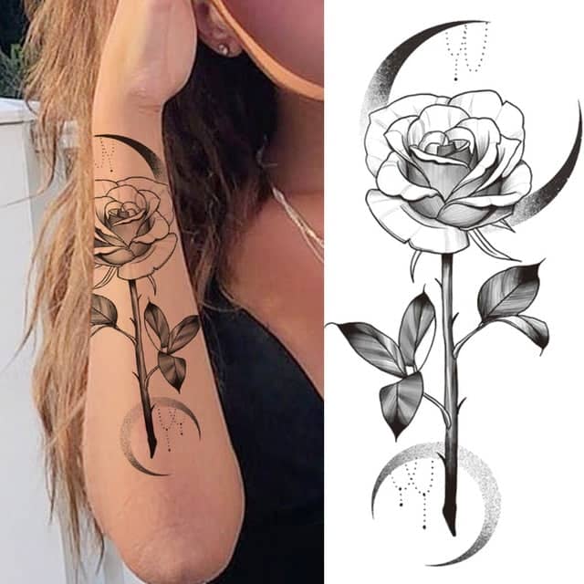 Tatouage éphémère Fleur Rose et Lune Default Title